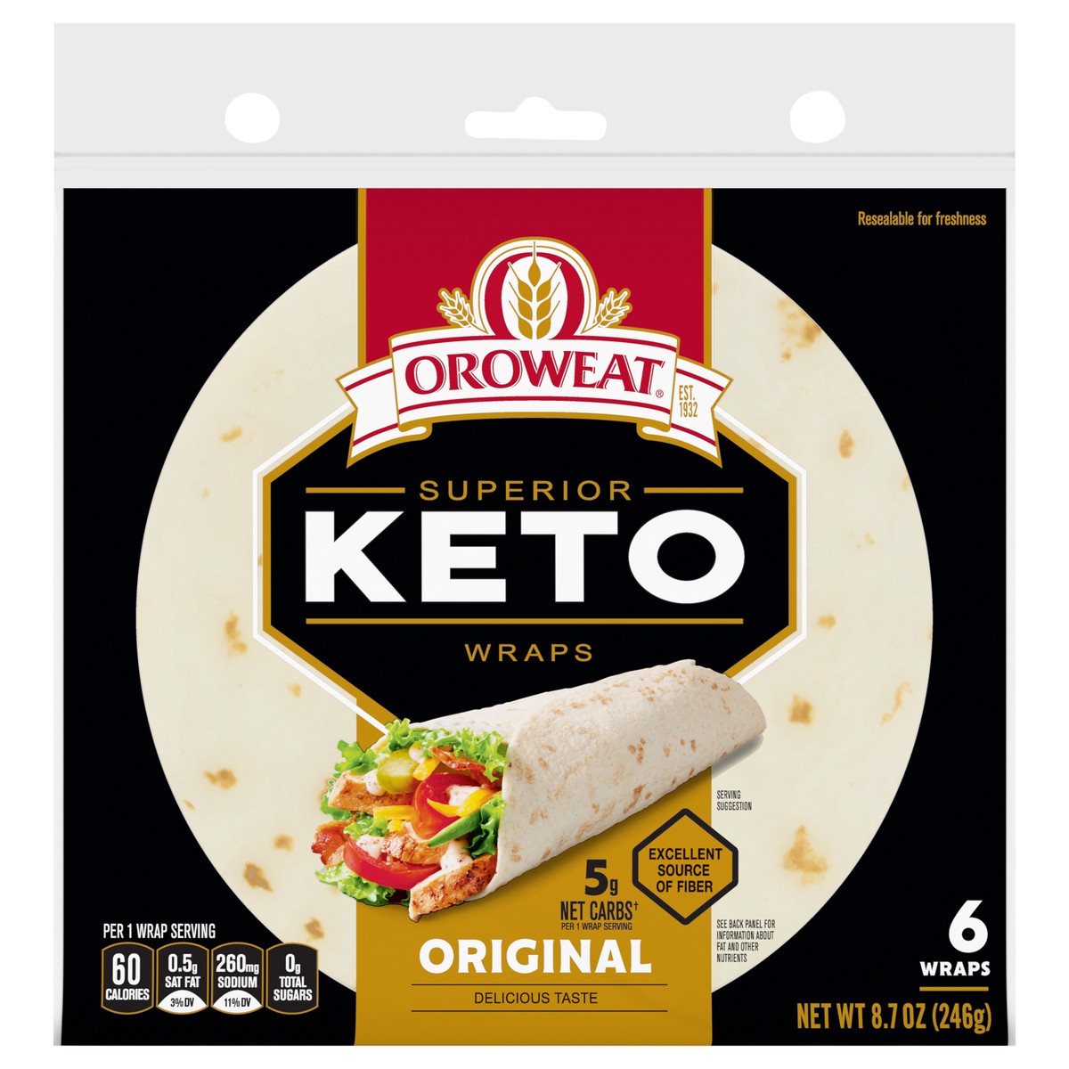 Oroweat Keto Wraps, 6 count, 8.7 oz 6 ct Shipt