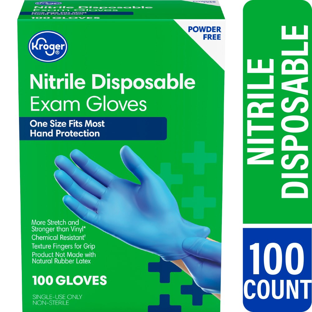 slide 1 of 3, Kroger Powder-Free Nitrile Disposable Exam Gloves, 100 ct