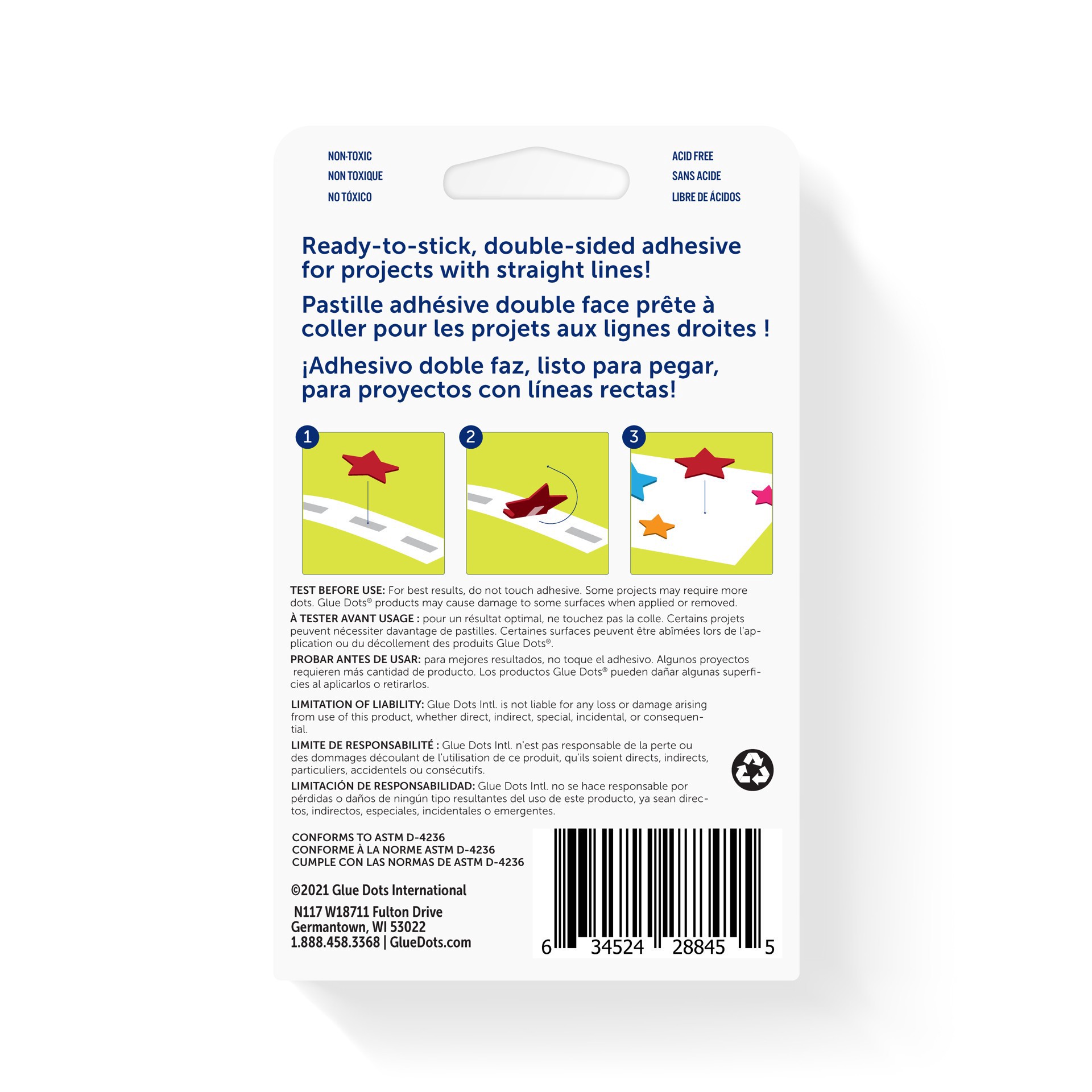 slide 3 of 3, Glue Dots Glue Lines Roll, 1 in