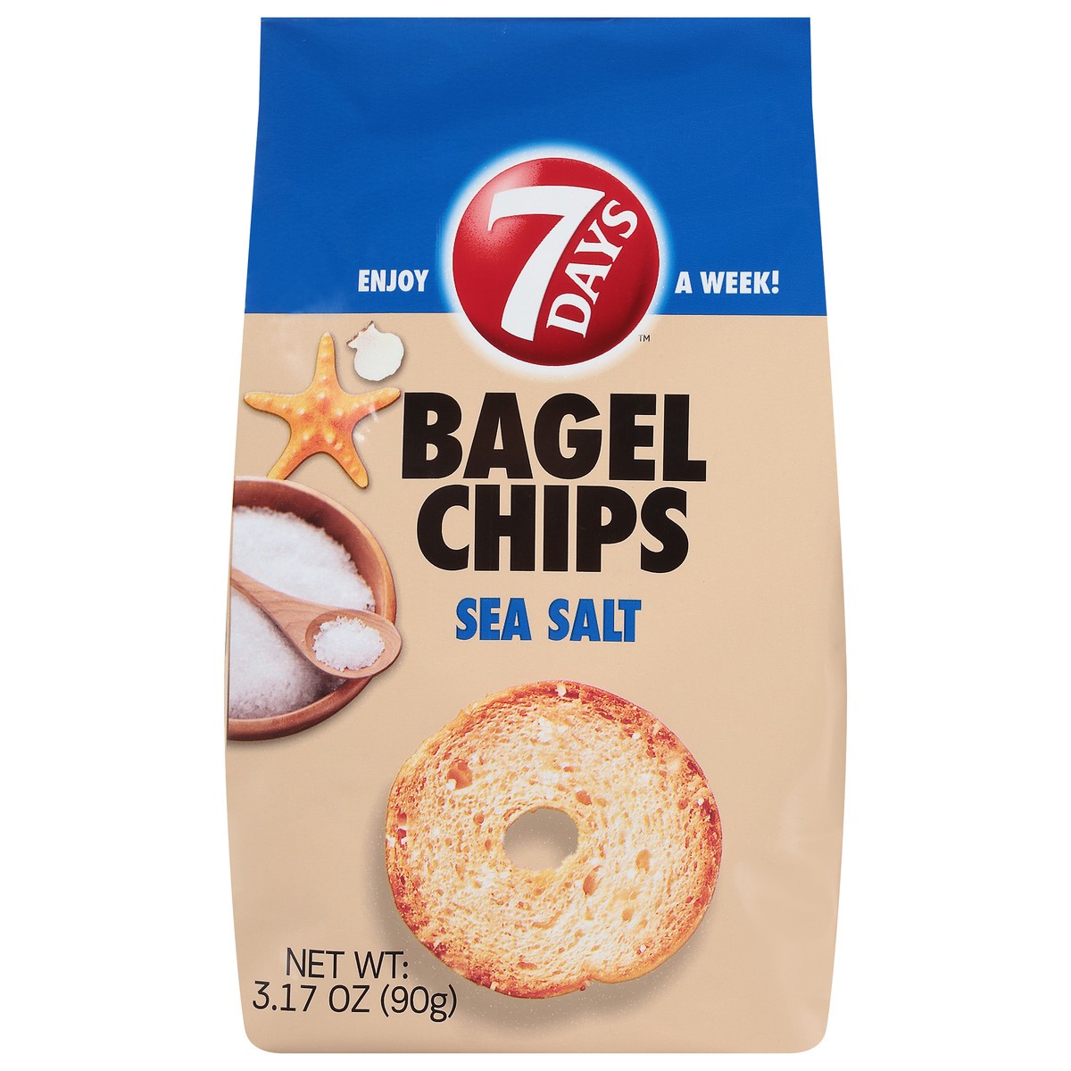 slide 1 of 12, 7DAYS Sea Salt Bagel Chips 3.17 oz, 3.17 oz