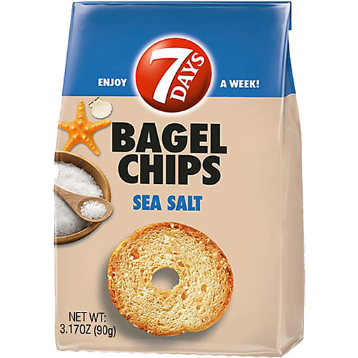 slide 1 of 1, 7DAYS Sea Salt Bagel Chips, 3.17 oz