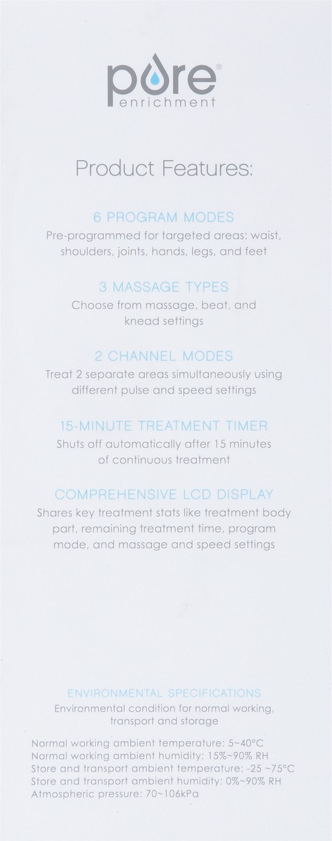 slide 9 of 9, Pure Enrichment Tens Electronic Pulse Stimulator 1 ea, 1 ct