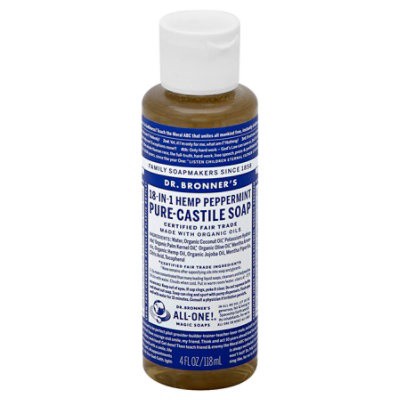 slide 1 of 2, Dr. Bronner's Peppermint Pure Castile Soap, 4 fl oz