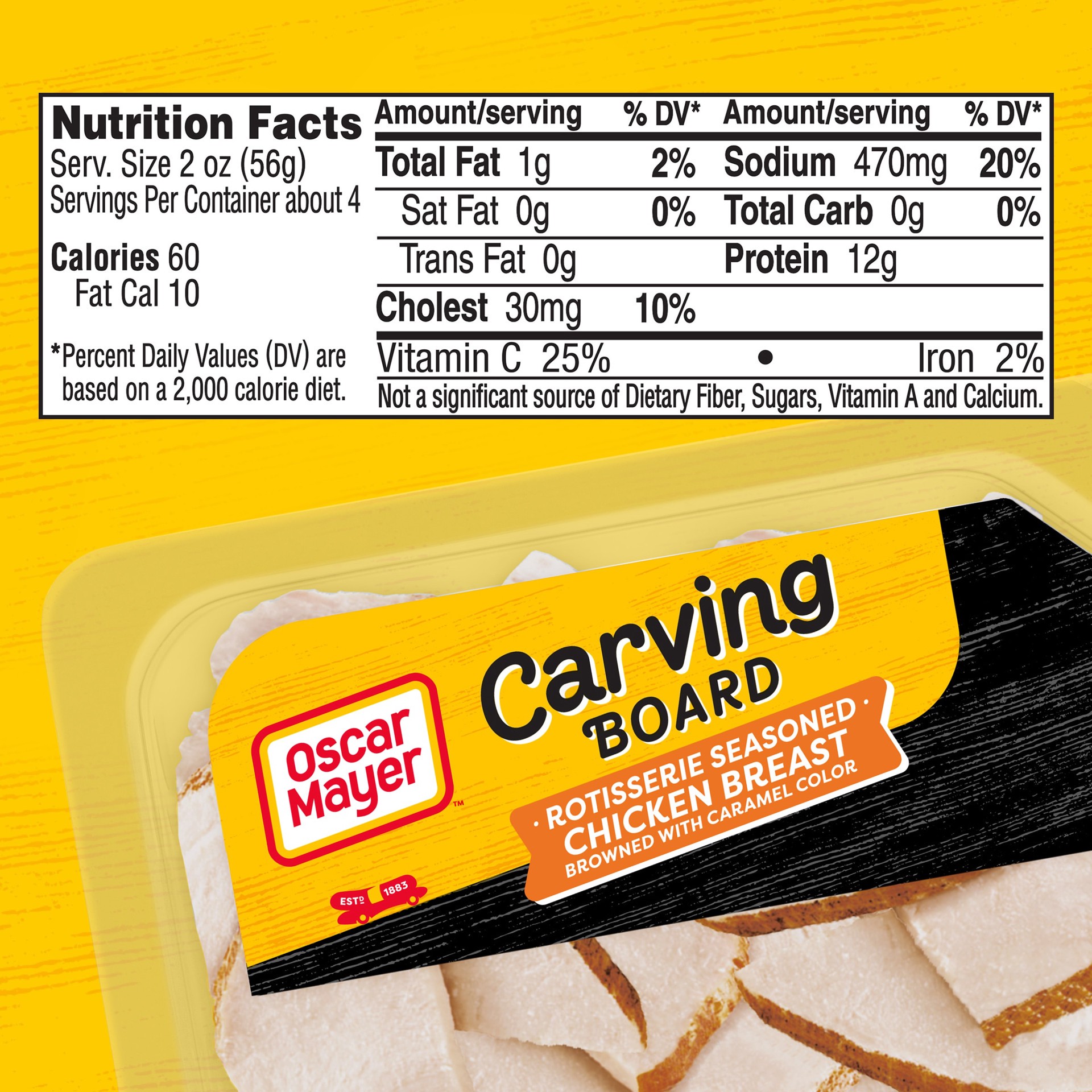 slide 7 of 10, Oscar Mayer Carving Board Rotisserie Seasoned Sliced Chicken Breast Deli Lunch Meat, 7.5 oz Package, 7.5 oz