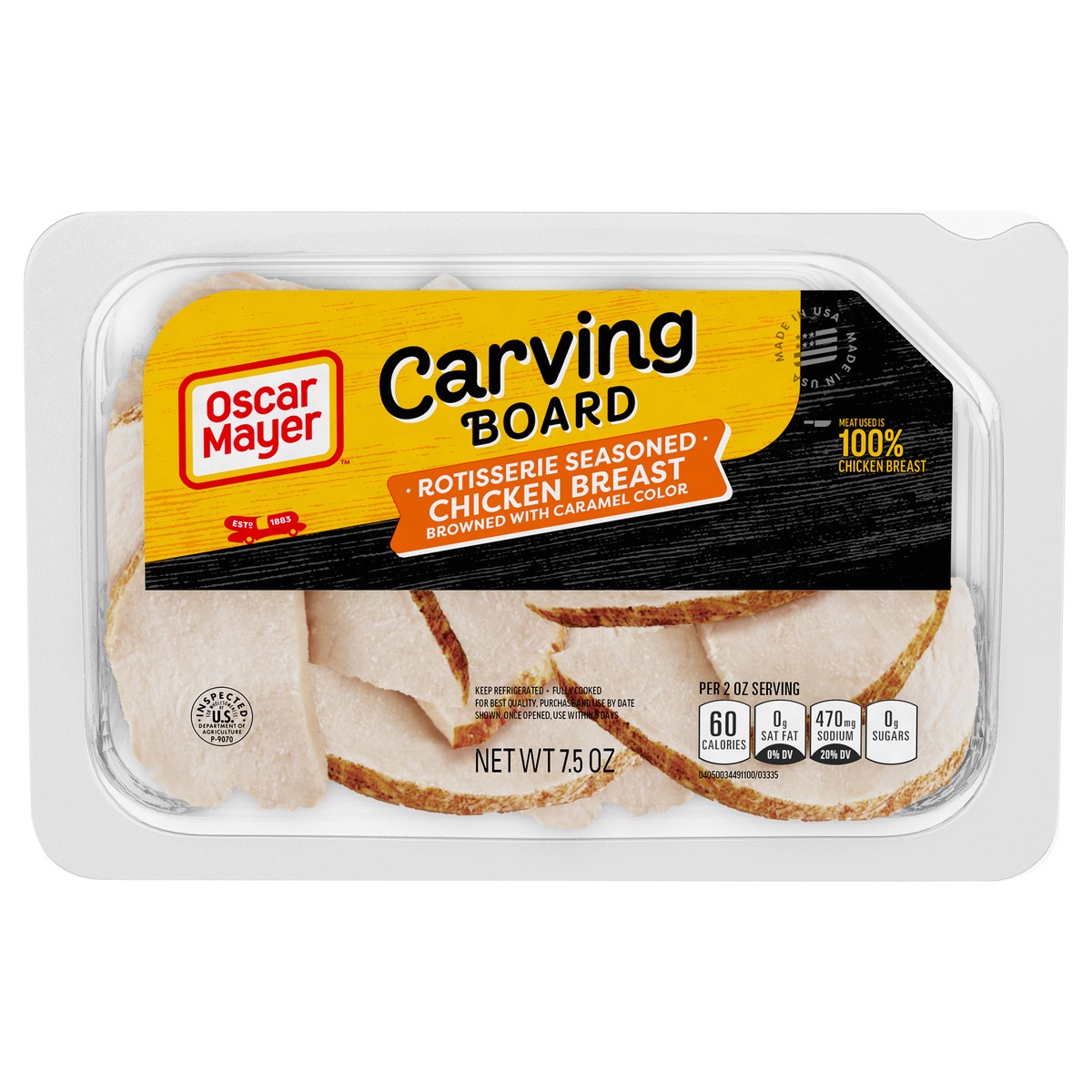 slide 1 of 10, Oscar Mayer Carving Board Rotisserie Seasoned Sliced Chicken Breast Deli Lunch Meat, 7.5 oz Package, 7.5 oz