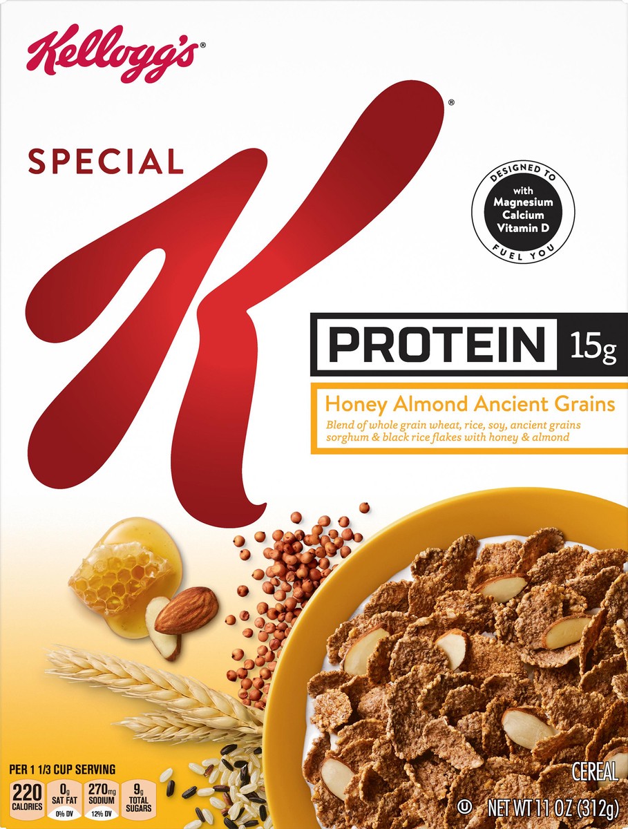 slide 2 of 8, Special K Kellogg's Special K Protein Breakfast Cereal, Honey Almond Ancient Grains, 11 oz, 11 oz