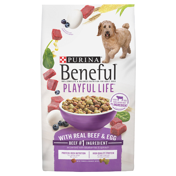 slide 1 of 6, Purina Beneful Dry Dog Food, Playful Life, with Beef & Egg, 1 ct