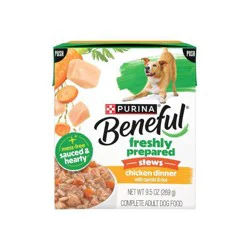 Purina Beneful Freshly Prepared Stews Chicken Dinner with Carrots and Rice Wet Dog Food in Dog Food Gravy - 9.5 oz. Carton