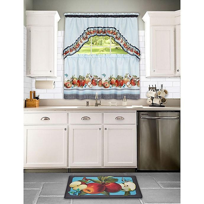 slide 2 of 2, Achim Golden Delicious Kitchen Window Curtain Tier Pair and Swag Valance - Ice Blue, 24 in