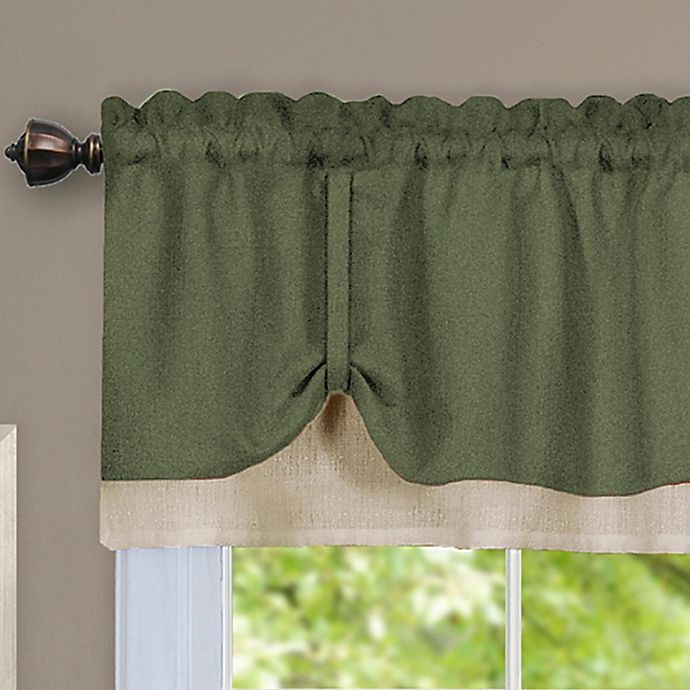 slide 2 of 3, MyHome Darcy Window Curtain Tier Pair and Valance - Green/Camel, 36 in