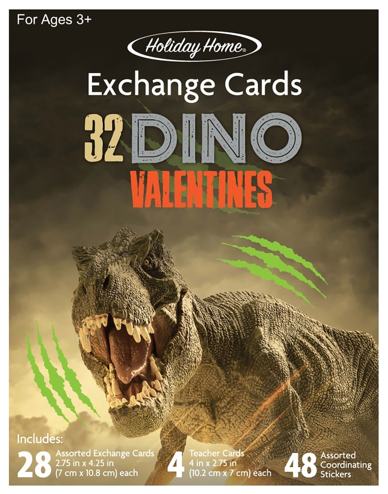 slide 1 of 1, Holiday Home Dinosaur Valentine's Cards, 32 ct