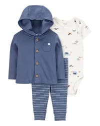 Carter's Baby Barn Print 3-Piece Cardigan Set - Navy/White