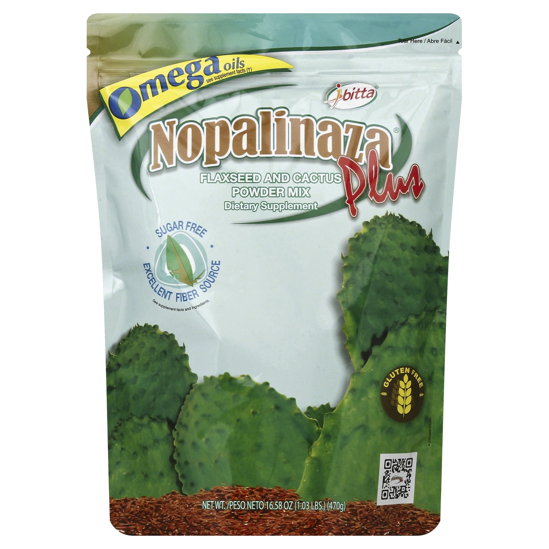 slide 1 of 1, Ibitta Nopalinaza Plus Flaxseed & Cactus Powder Mix, 16.58 oz