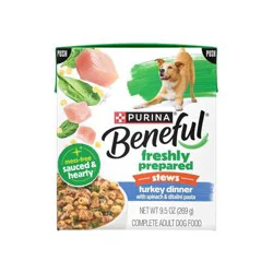 Purina Beneful Freshly Prepared Stews Turkey Dinner with Spinach and Ditalini Pasta Wet Dog Food in Dog Food Gravy - 9.5 oz. Carton