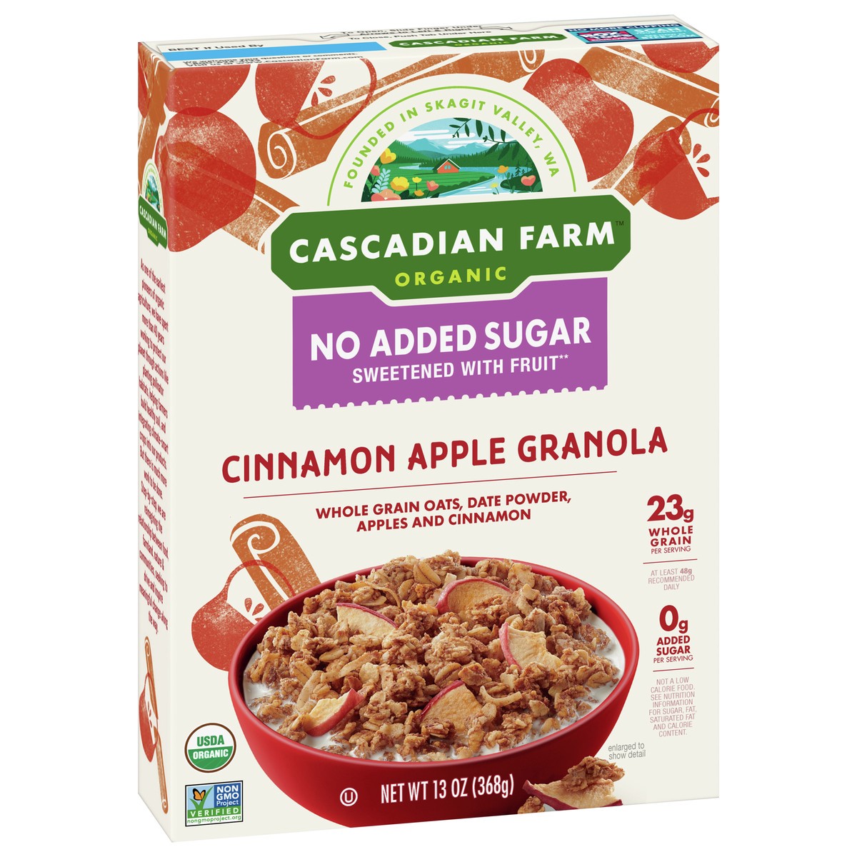 slide 9 of 12, Cascadian Farm Organic Granola, Cinnamon Apple, No Added Sugar, 13 oz, 13 oz