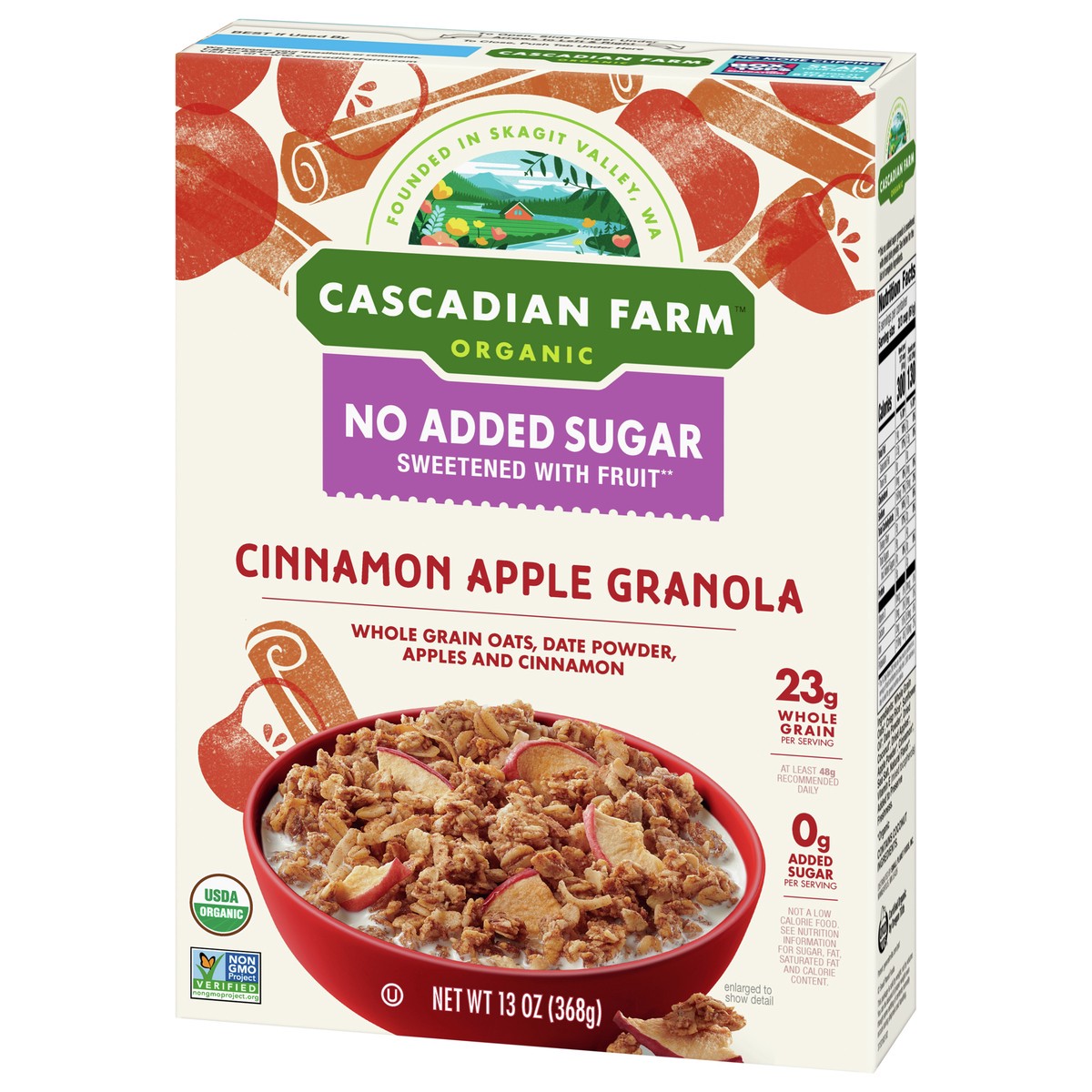 slide 11 of 12, Cascadian Farm Organic Granola, Cinnamon Apple, No Added Sugar, 13 oz, 13 oz