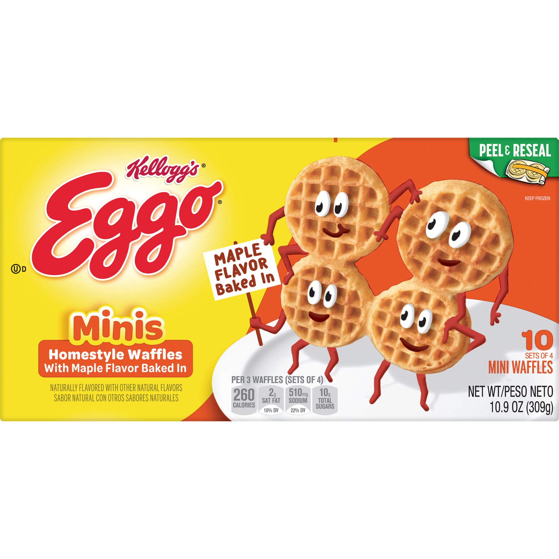 slide 1 of 5, Eggo Frozen Mini Waffles, Homestyle with Maple Flavor, 10.9 oz, 4 Count, Frozen, 10.9 oz