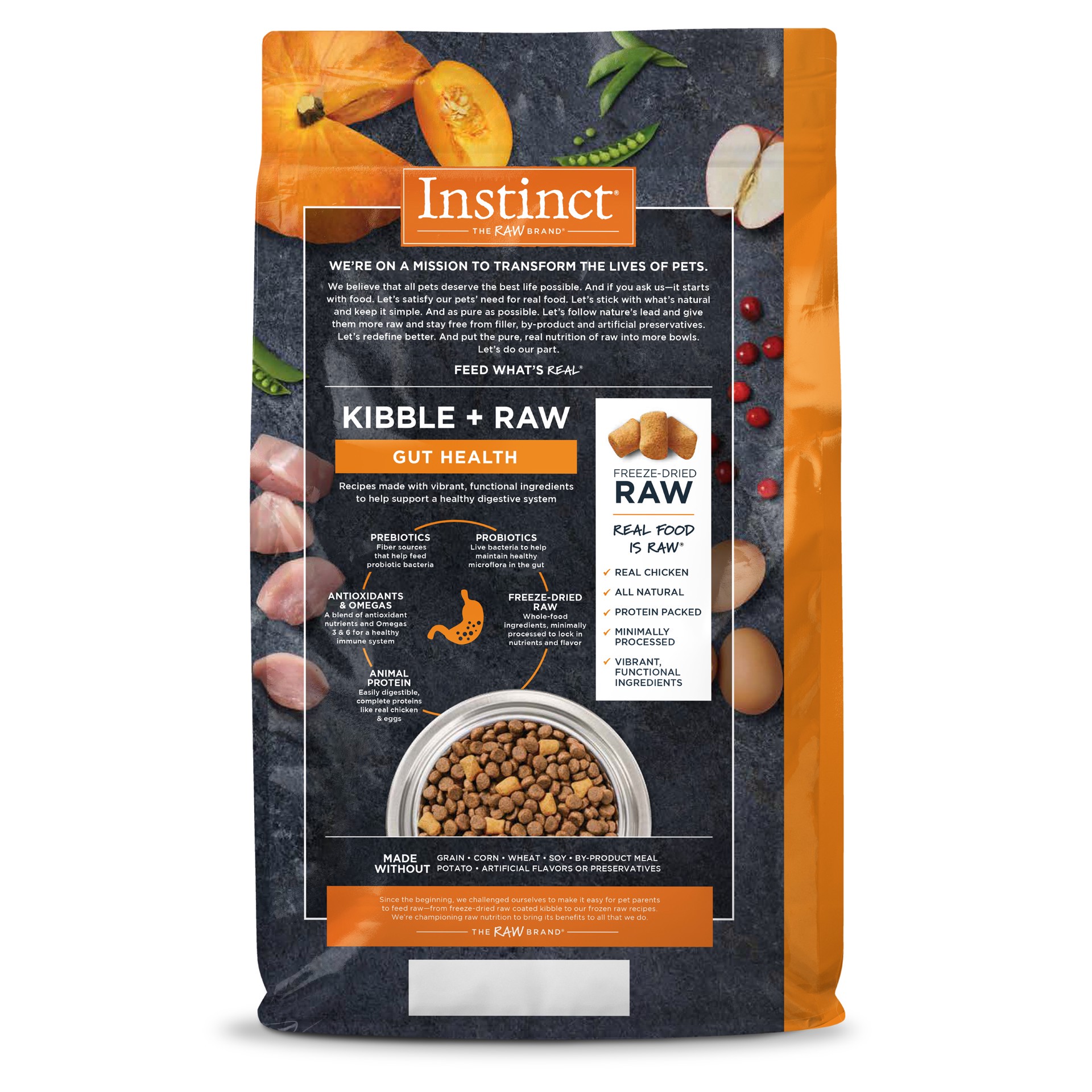 slide 6 of 7, Instinct Raw Boost Gut Health Chicken Dry Dog Food, 18 lb. Bag, 18 lb