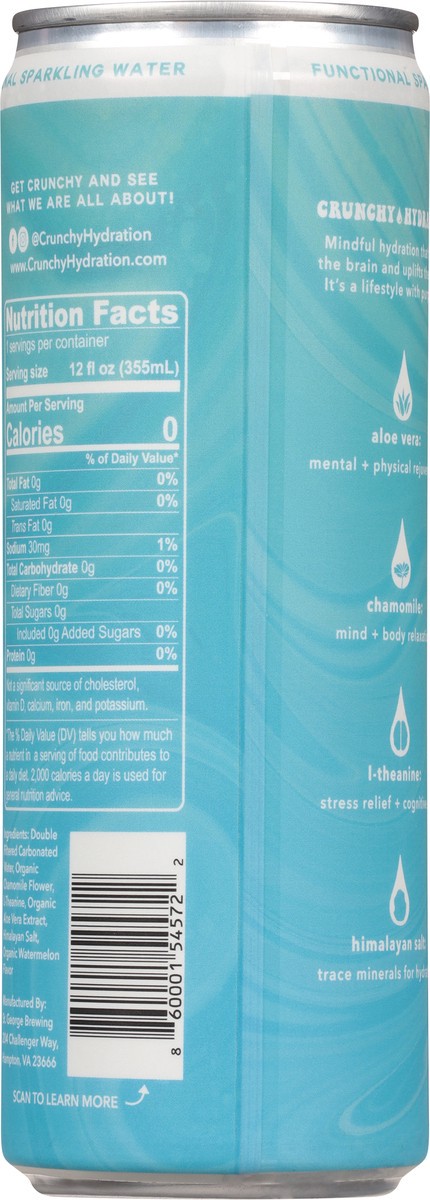 slide 7 of 13, Crunchy Hydration Calm Watermelon Functional Sparkling Water 12 fl oz, 12 fl oz