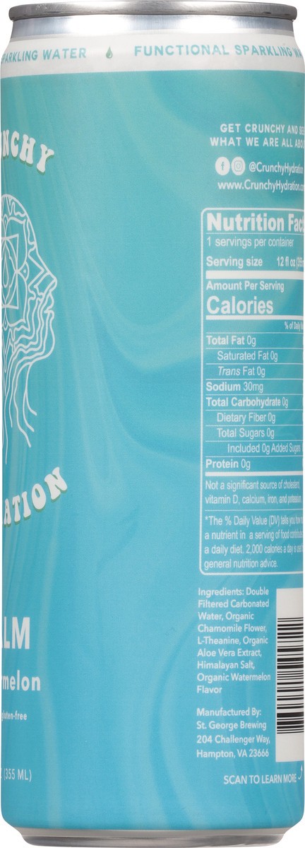 slide 6 of 13, Crunchy Hydration Calm Watermelon Functional Sparkling Water 12 fl oz, 12 fl oz