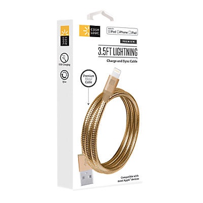 slide 1 of 1, Case Logic iPhone Lightning Cable Spiral Gold, 1 ct