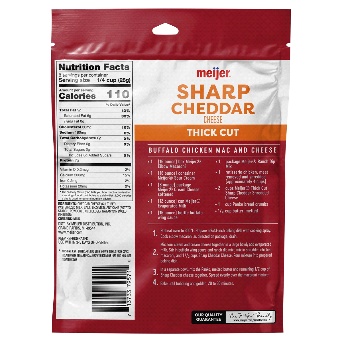 slide 5 of 5, Meijer Thick Cut Shredded Sharp Cheddar Cheese, 8 oz
