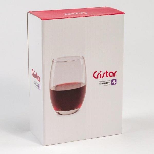 slide 1 of 1, Cristar Stemless Wine Glass 4PC Set, 4 ct