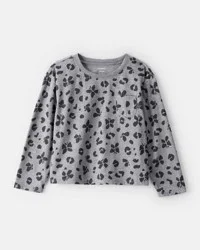 Carter's Girls Butterfly Leopard Pocket Tee - Grey Grey S