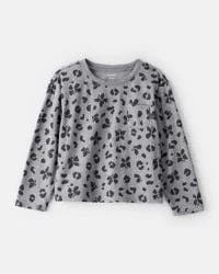 Carter's Girls Butterfly Leopard Pocket Tee - Grey Grey S