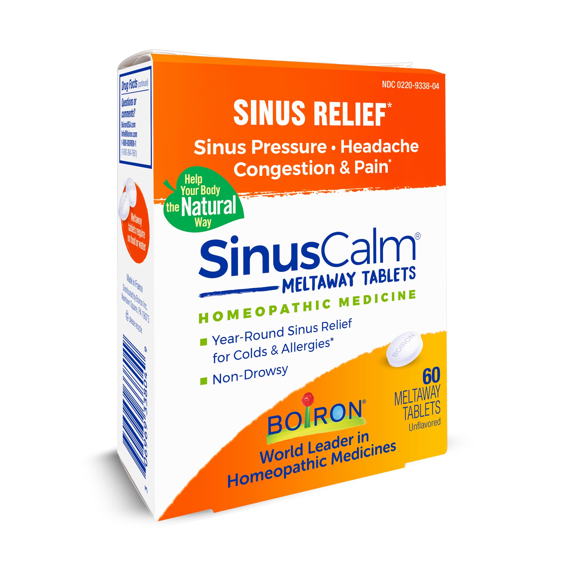 slide 6 of 7, Boiron SinusCalm Unflavored Sinus Relief 60 Meltaway Tablets, 60 ct