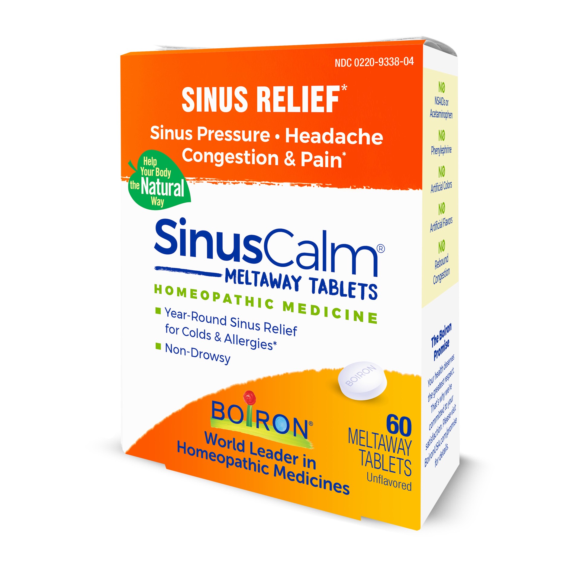 slide 3 of 7, Boiron SinusCalm Unflavored Sinus Relief 60 Meltaway Tablets, 60 ct