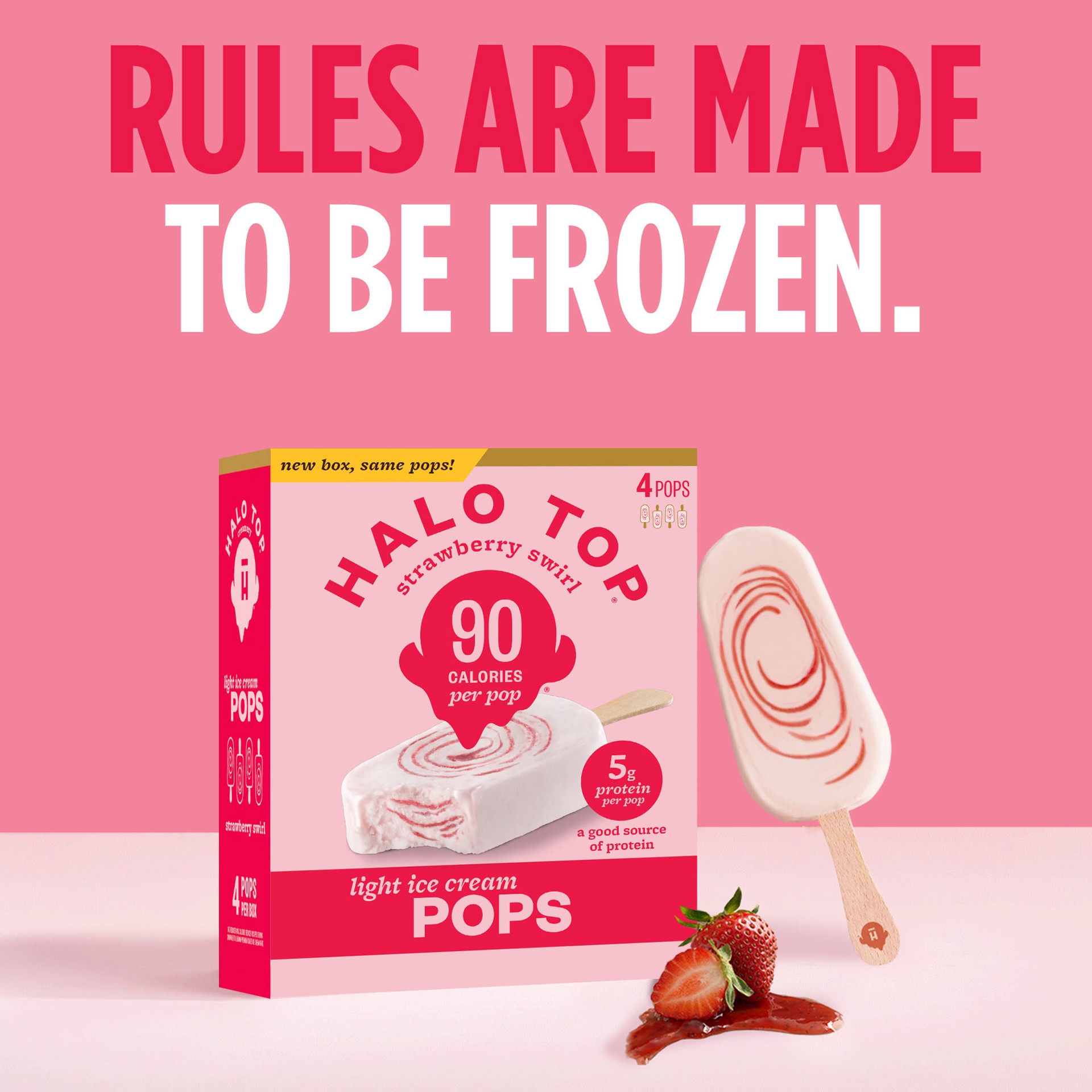 slide 4 of 5, Halo Top Strawberry Swirl Light Ice Cream Pops, 4 Pack, 4 ct