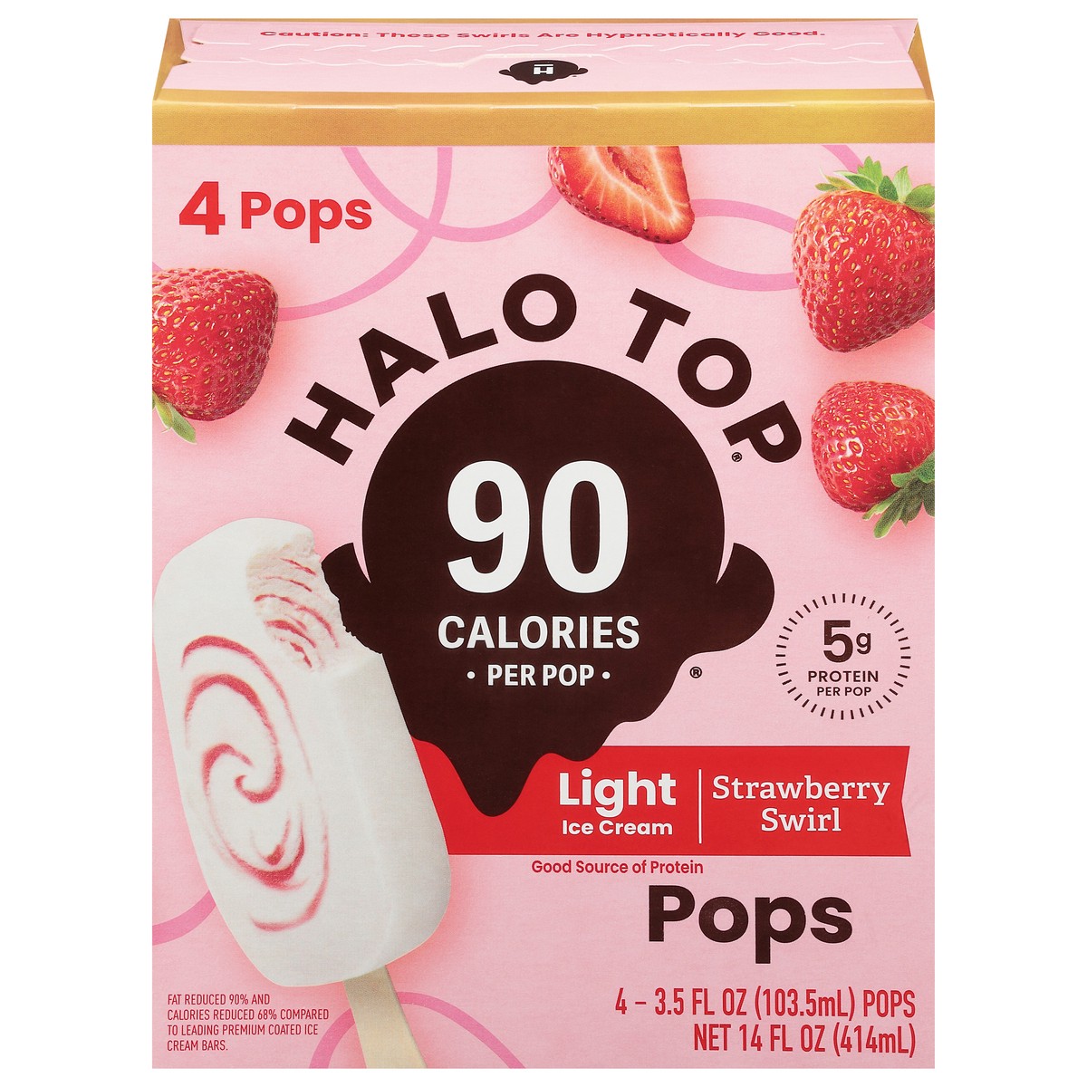 slide 1 of 5, Halo Top Strawberry Swirl Light Ice Cream Pops, 4 Pack, 4 ct