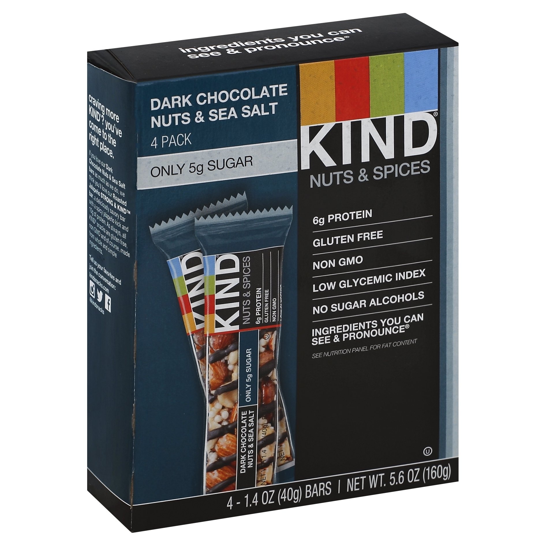 slide 1 of 1, Kind Dark Chocolate Nuts Sea Salt Nutrition Bars, 4 ct