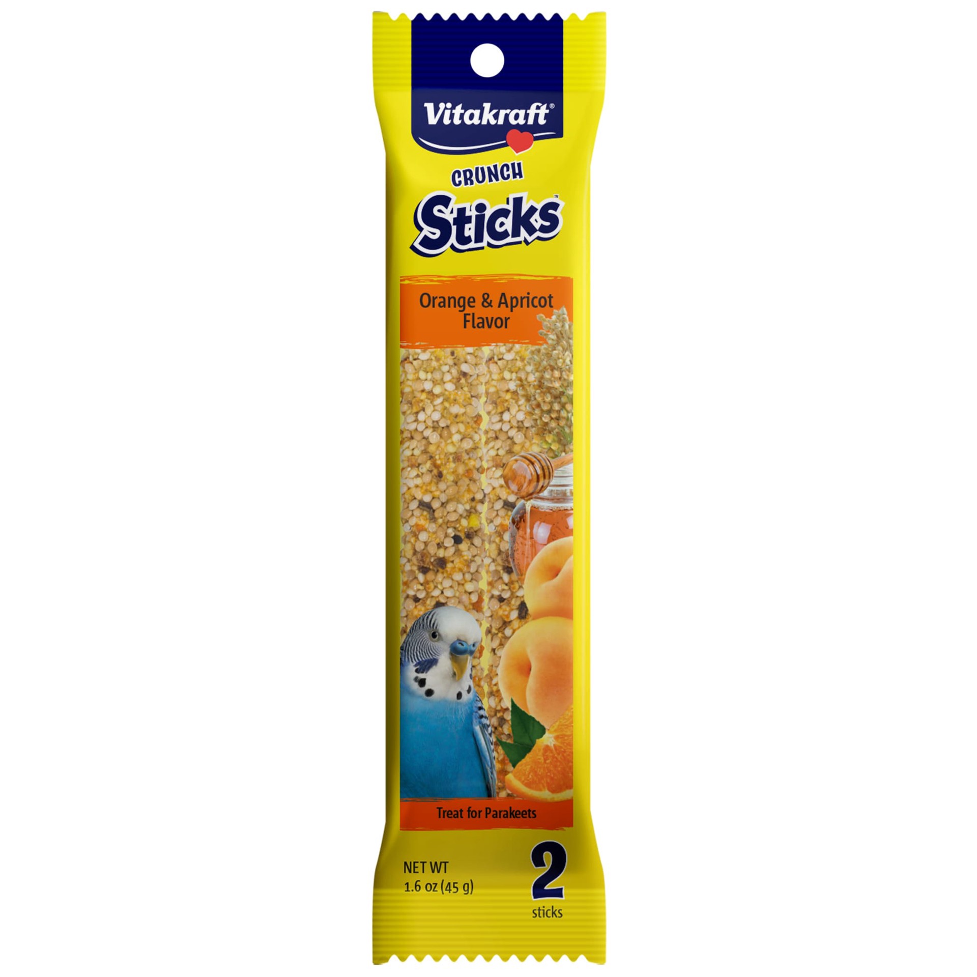 slide 1 of 1, Vitakraft Crunch Sticks Orange & Apricot Parakeet Treat, 2 ct