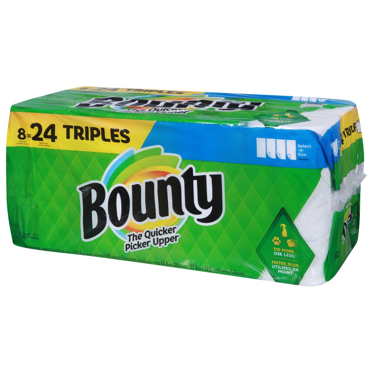 slide 7 of 9, Bounty Select-A-Size Paper Towels, 8 Triple Rolls, White, 135 Sheets Per Roll, 8 ct