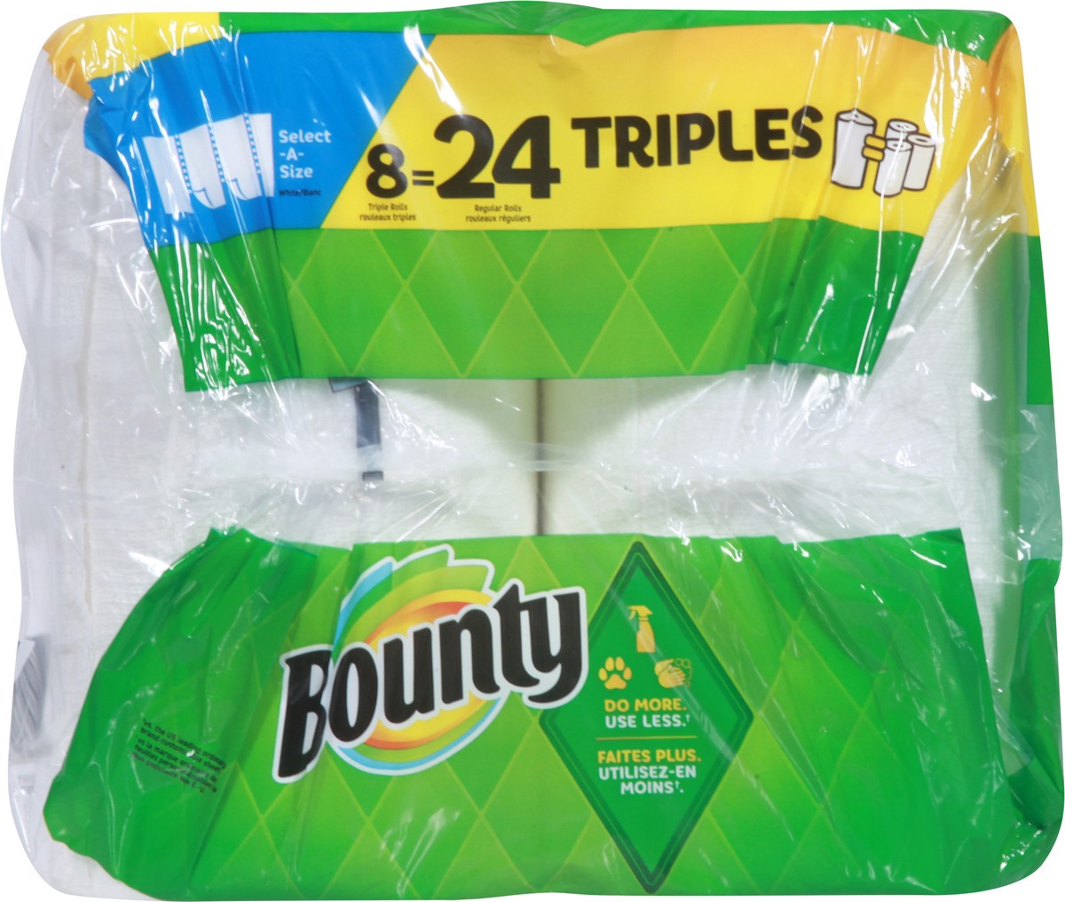 slide 2 of 9, Bounty Select-A-Size Paper Towels, 8 Triple Rolls, White, 135 Sheets Per Roll, 8 ct