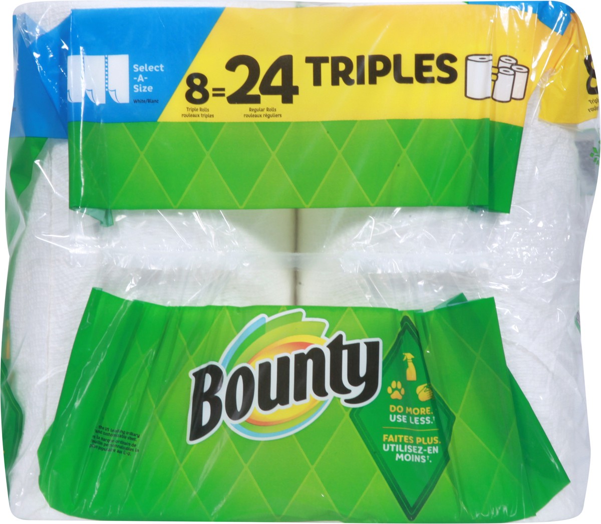 slide 8 of 9, Bounty Select-A-Size Paper Towels, 8 Triple Rolls, White, 135 Sheets Per Roll, 8 ct