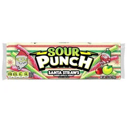 Sour Punch Santa Straws Green Apple & Berry Candy 3.2 oz