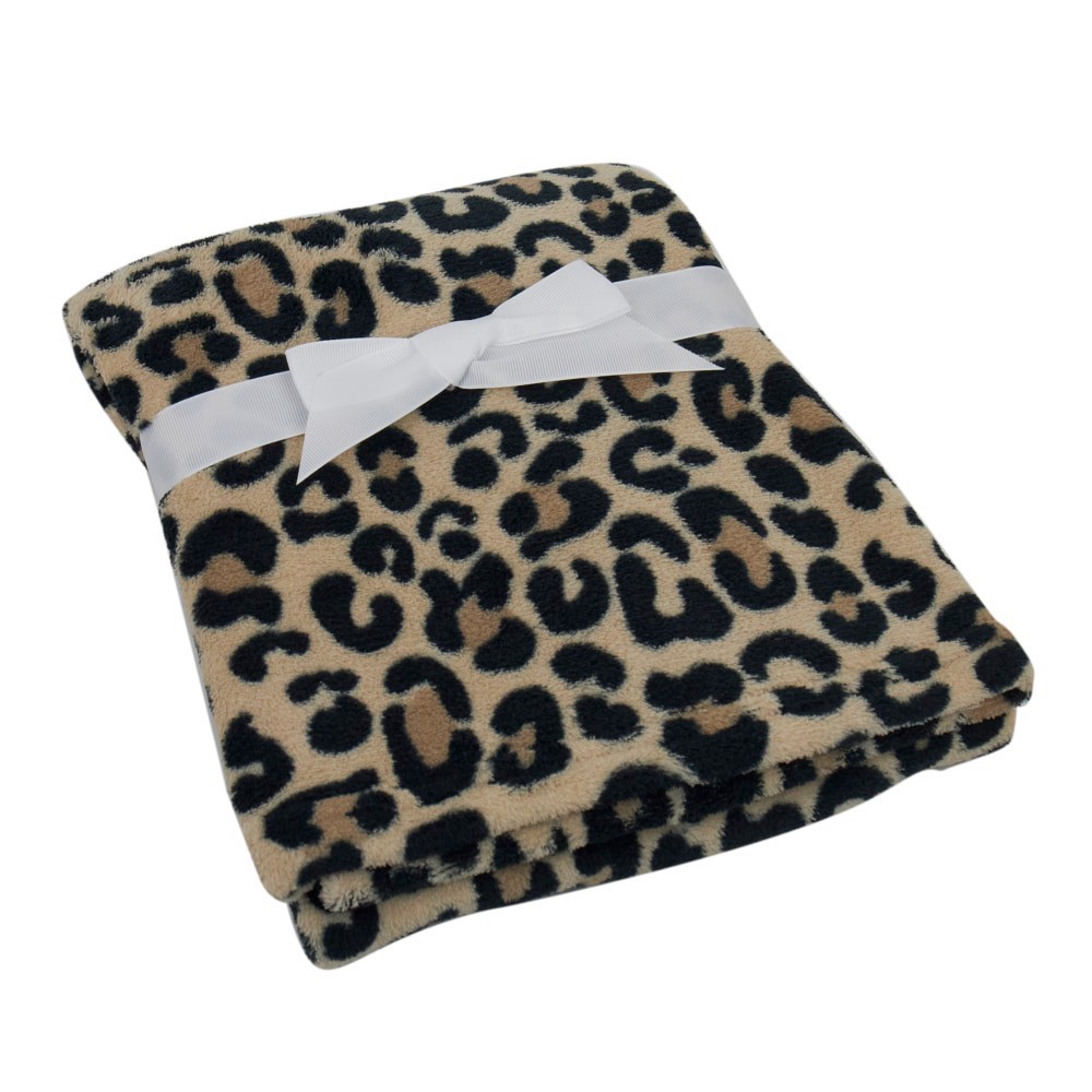 slide 3 of 4, Cutie Pie Leopard Print Plush Baby Blanket - Tan, 1 ct