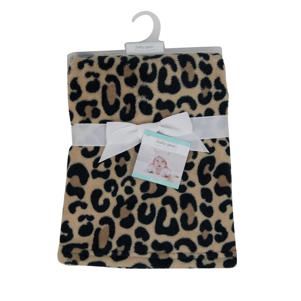slide 4 of 4, Cutie Pie Leopard Print Plush Baby Blanket - Tan, 1 ct