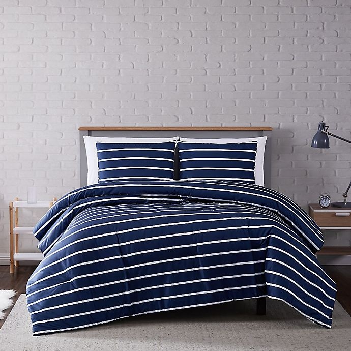 slide 1 of 6, Truly Soft Maddow Stripe Full/Queen Comforter Set - Navy, 3 ct