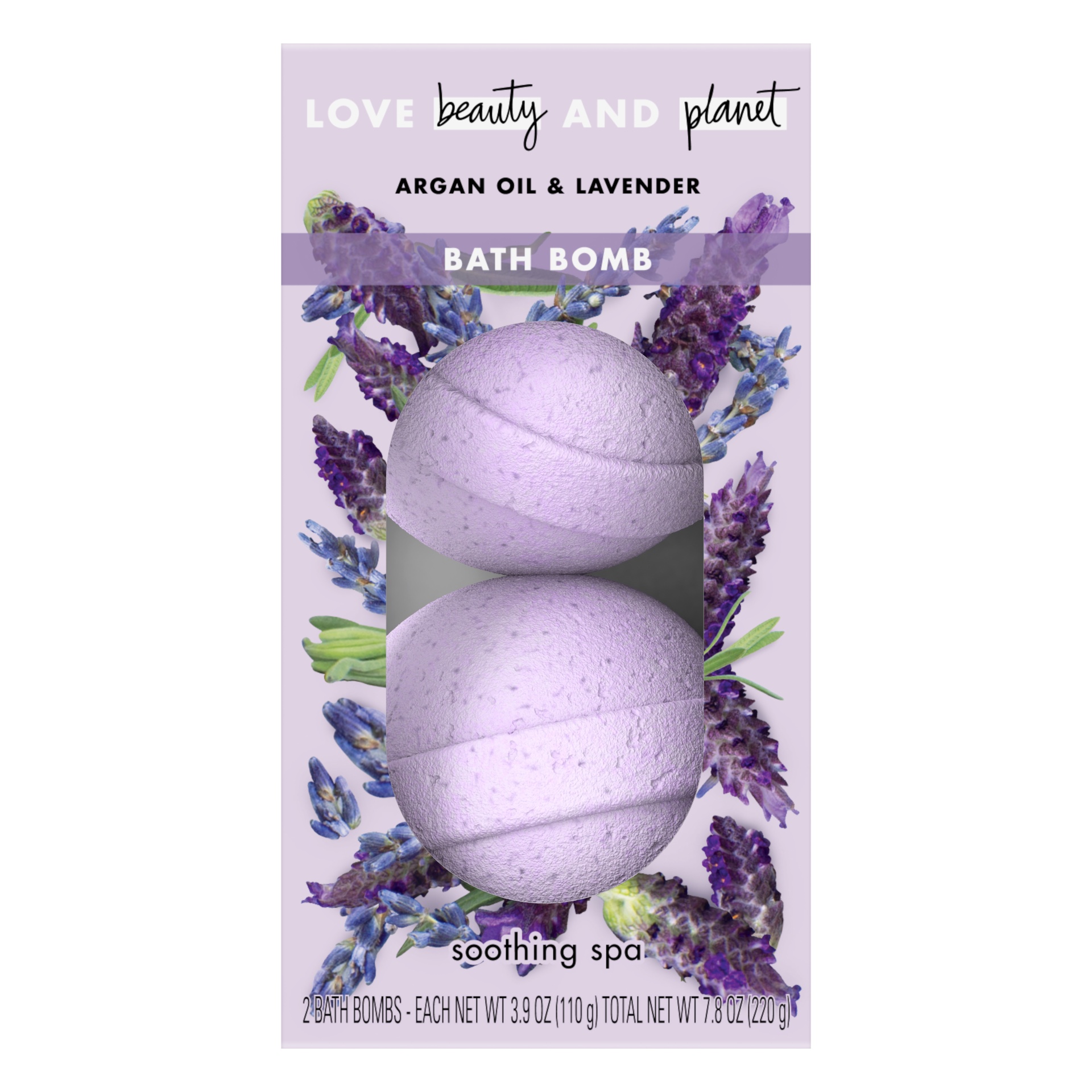 slide 1 of 3, Love Beauty and Planet Argan Oil Lavender Bath Bomb, 2 ct; 7.8 oz