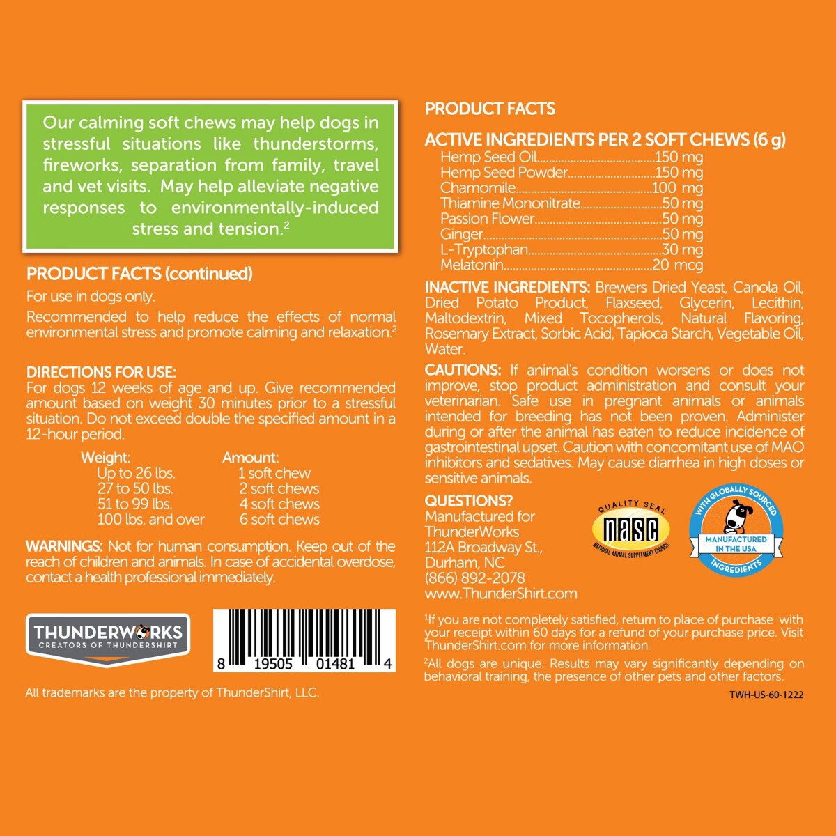 slide 12 of 25, ThunderShirt ThunderWunders Hemp Calming Chews, 60 ct