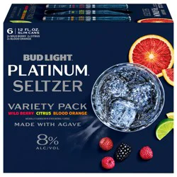 Bud Light Platinum Wild Berry/Citrus/Blood Orange Seltzer Variety Pack - 6 x 12 fl oz Cans