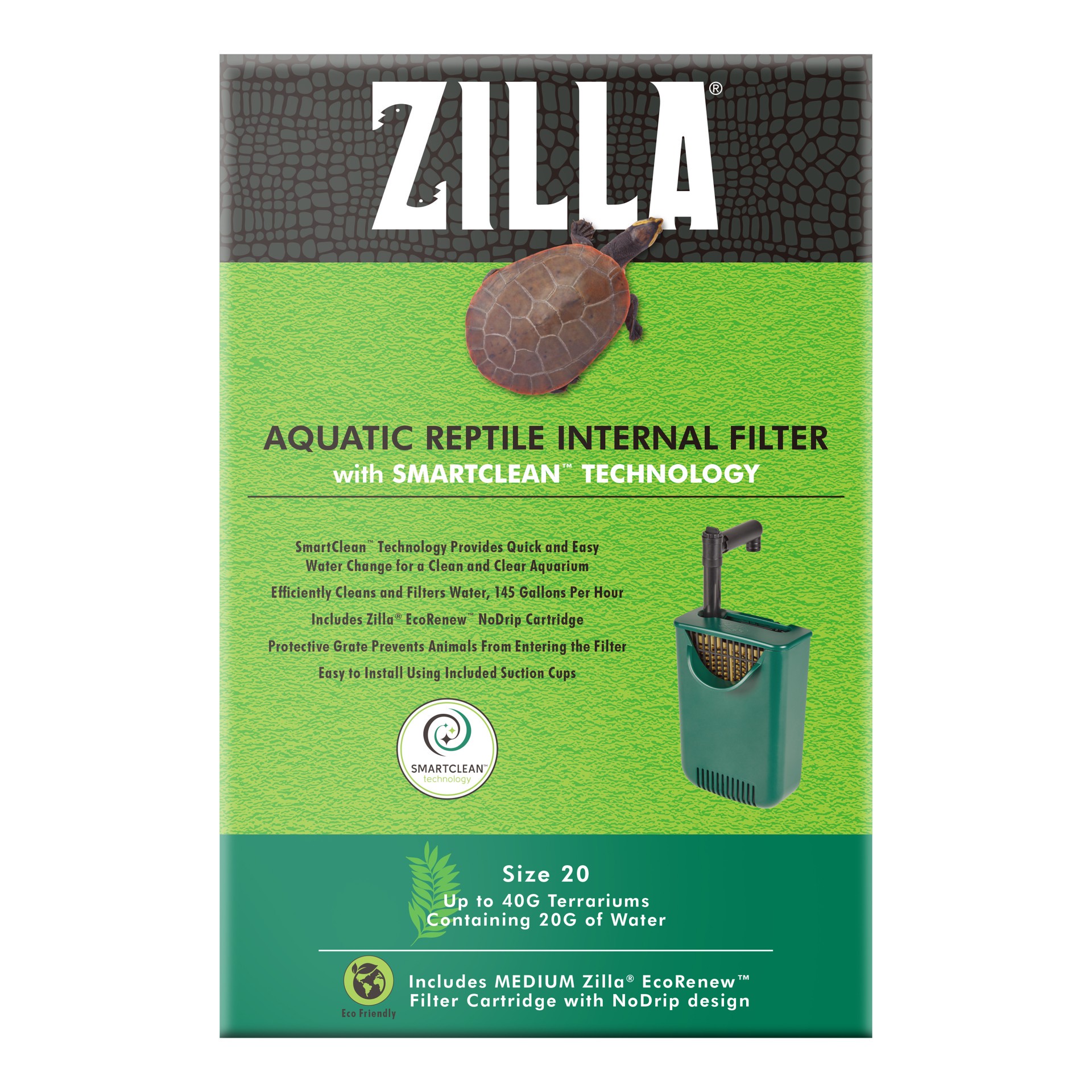 slide 2 of 8, Zilla Aquatic Reptile Internal Filter with SmartClean™ Technology Medium, 1 ct