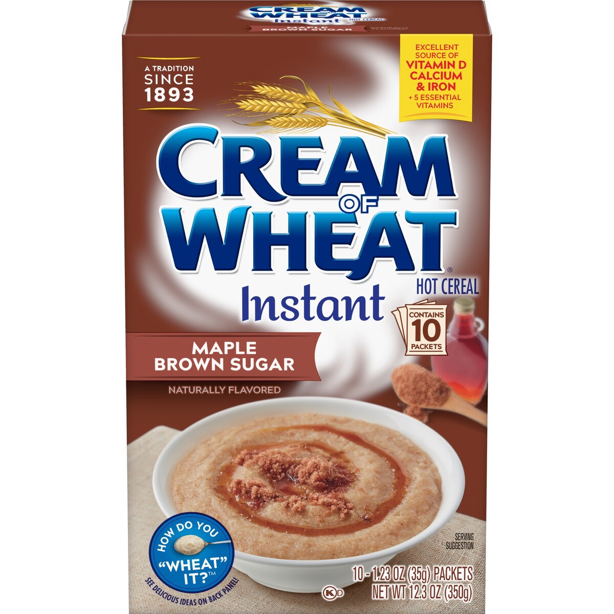 slide 1 of 9, Cream of Wheat Instant Maple Brown Sugar Hot Cereal, 10 ct