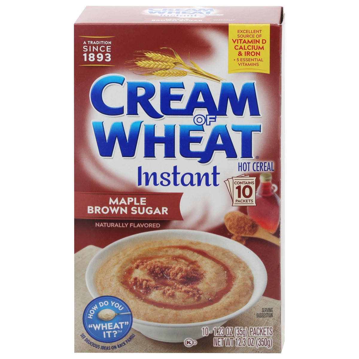 slide 1 of 9, Cream of Wheat Hot Instant Maple Brown Sugar Cereal 10 - 1.23 oz Packs, 10 ct
