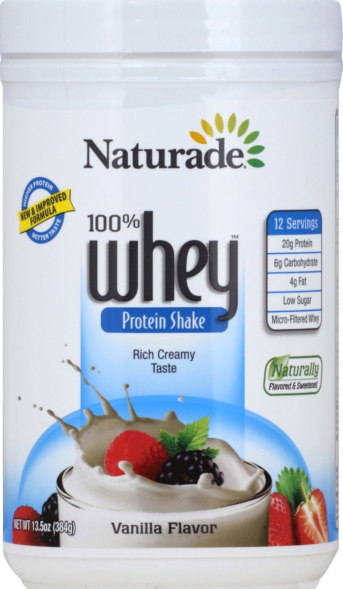 slide 2 of 2, Naturade 100% Whey Protein Booster Powder Van Flavor, 12 oz