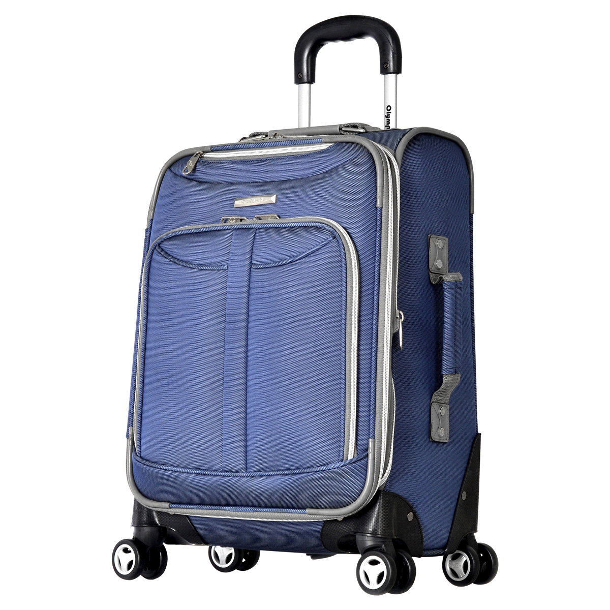 slide 1 of 5, Olympia Tuscany Carry-on Spinner Luggage Blue, 21 in x 14 in x 10.5 in